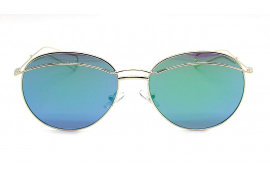 Óculos de Sol Metal Feminino Dourado Lt Verde - 23081DV