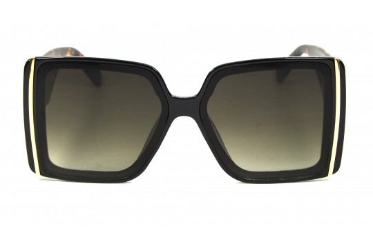 Óculos de Sol Acetato Feminino Preto Haste Estampada - 34234PHE