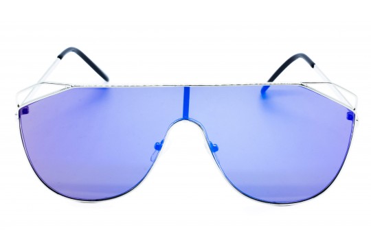 Óculos de Sol Metal Feminino Flat Lens Prata Lt Azul - 4572RVPA