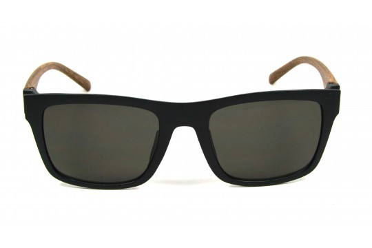 Óculos de Sol Acetato Masculino Preto Fosco Haste Amadeirada - 541104WDPFHA