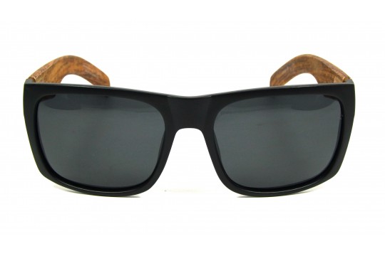 Óculos de Sol Acetato Masculino Preto Fosco Haste Amadeirada Clara - BG540987SWDPFAC