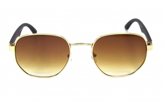 Óculos de Sol Metal Unissex Dourado Lt Marrom - H00057ZDM