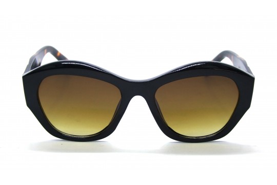 Óculos de Sol Acetato Feminino Preto LT Marrom Haste Estampada - HP08360PMHE