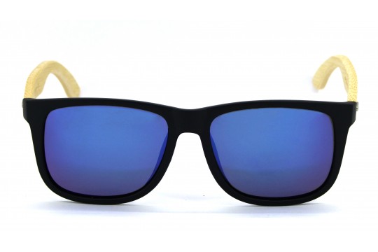 Óculos de Sol Bambu Masculino Preto Fosco Lt Azul - HP1391PFA*