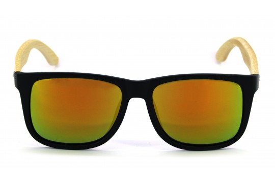 Óculos de Sol Bambu Masculino Preto Fosco Lt Laranja - HP1391PFL*