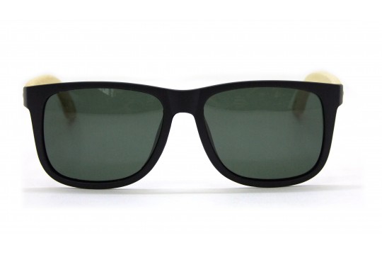 Óculos de Sol Bambu Masculino Preto Fosco Lt Verde - HP1391PFV