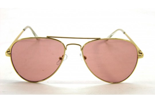 Óculos de Sol Metal Unissex Dourado Lt Rosa - HT0222DR