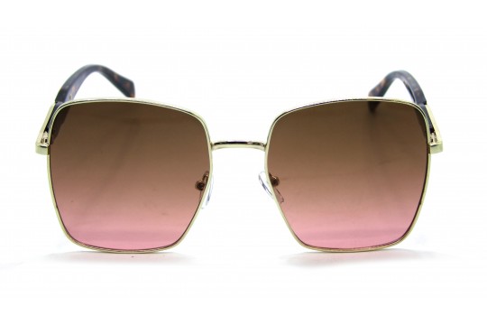 Óculos de Sol Metal Feminino Dourado Lt Rosa Haste Estampada - HT08502DRHE