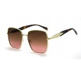 Óculos de Sol Metal Feminino Dourado Lt Rosa Haste Estampada - HT08502DRHE