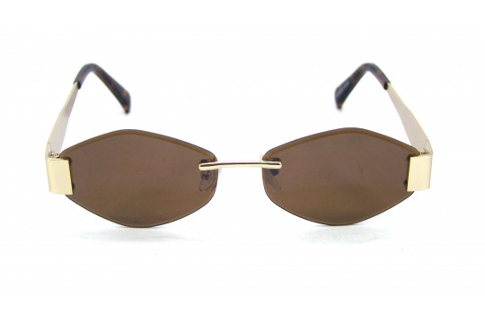 Óculos de Sol Metal Dourado Lt Marrom  - HT10514DM