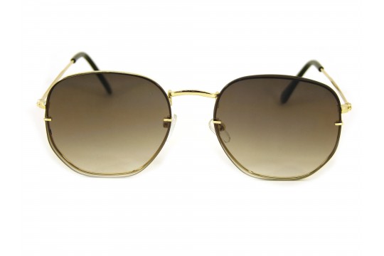 Óculos de Sol Metal Hexagonal Lente Flutuante Dourado Lt Degrade - HT202247DD
