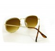Óculos de Sol Metal Hexagonal Lente Flutuante Dourado Lt Marrom Degrade - HT202247DMD