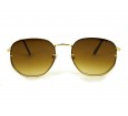 Óculos de Sol Metal Hexagonal Lente Flutuante Dourado Lt Marrom Degrade - HT202247DMD