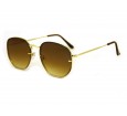Óculos de Sol Metal Hexagonal Lente Flutuante Dourado Lt Marrom Degrade - HT202247DMD