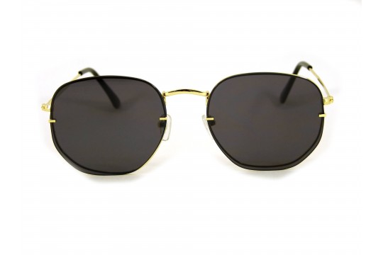 Óculos de Sol Metal Hexagonal Lente Flutuante Dourado Lt Preto - HT202247DP