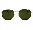 Óculos de Sol Metal Hexagonal Lente Flutuante Dourado Lt Verde - HT202247DV