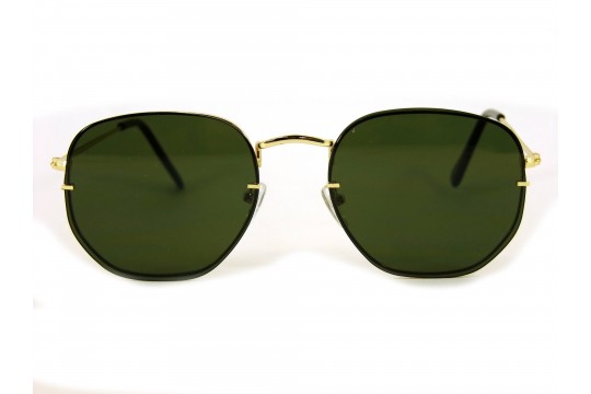 Óculos de Sol Metal Hexagonal Lente Flutuante Dourado Lt Verde - HT202247DV