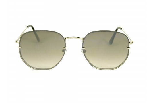 Óculos de Sol Metal Hexagonal Lente Flutuante Prata - HT202247PR