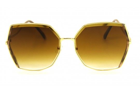 Óculos de Sol Metal Feminino Dourado c/ Estampado - HT202538DE