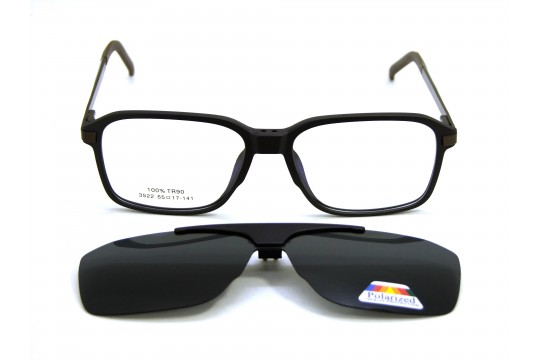 Óculos Clip-on Masculino Preto c/ Bronze - OC3522-C2